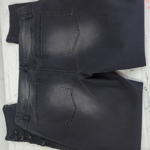 WHBM THE SKINNY ANKLE Charcoal Jeans with Black Embellishments SIZE 10 - Picture 5 of 12